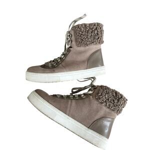 Sam Edelman Grey Suede & Faux Shearling Sneaker Booties